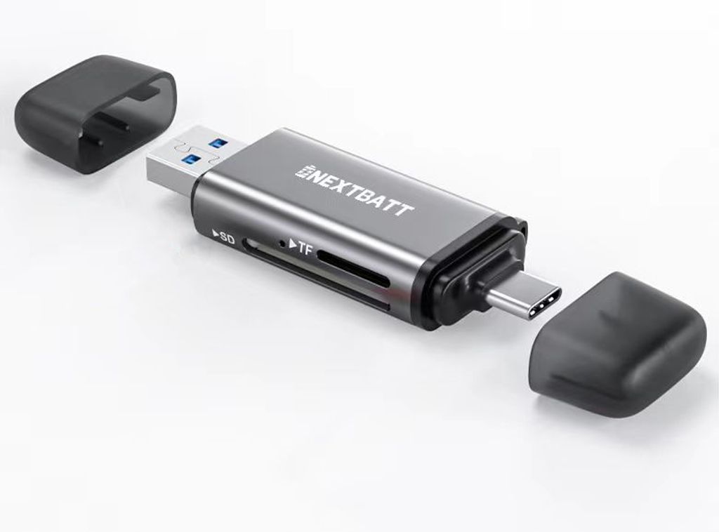 NEXTBATT SD-/microSD-minneskortläsare med USB-C/USB-A