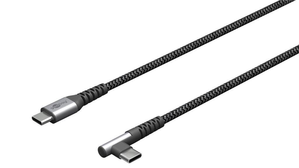 Goobay USB-C till vinklad USB-C kabel 60W, 2m