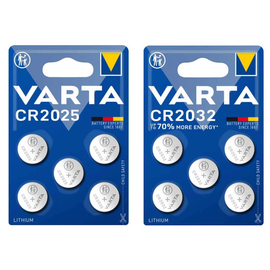 Varta Lithium Coin knappcellsbatteri 5-pack CR2025 + 5-pack CR2032 | Batterier - Knappcellsbatterier | Batteritema