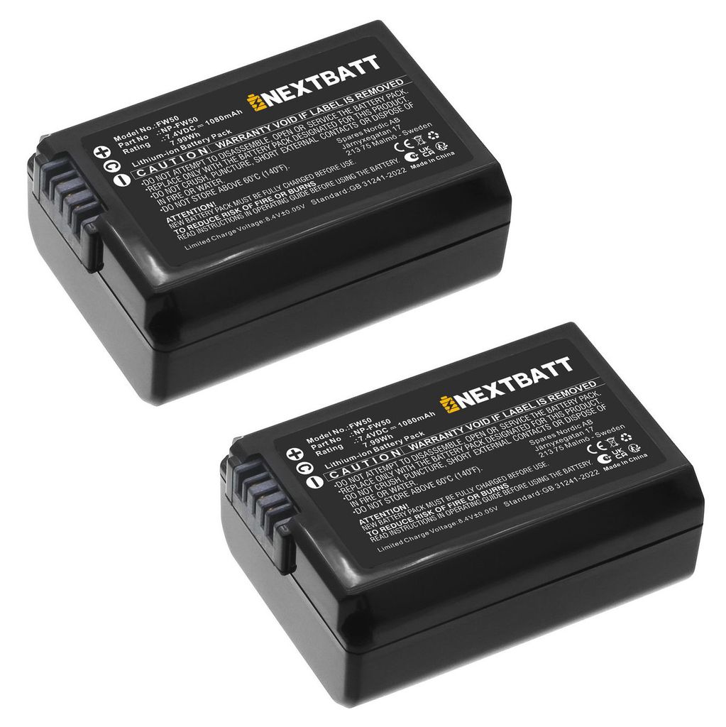 Batteri till Sony NP-FW50 m.fl. – 2-pack | Batterier - Kamerabatterier - Sony - Sony batterinummer | Batteritema