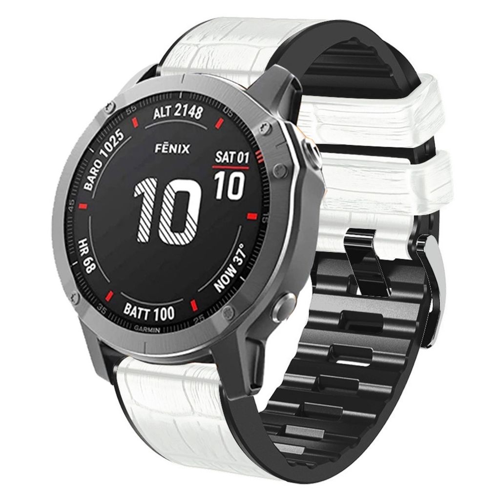 Garmin Fenix 7/6 Pro/5 Plus Klokkereim med Krokodillemønster - Hvit