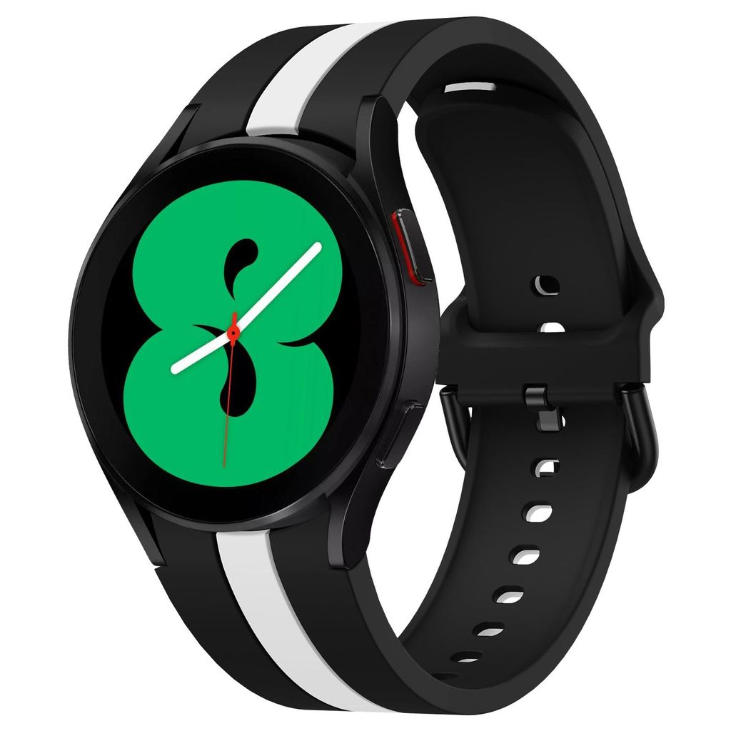 Samsung Galaxy Watch 7/6/5 -kellonrannekkeet silikonikuviolla ja pystysuorilla raidoilla – musta/valkoinen