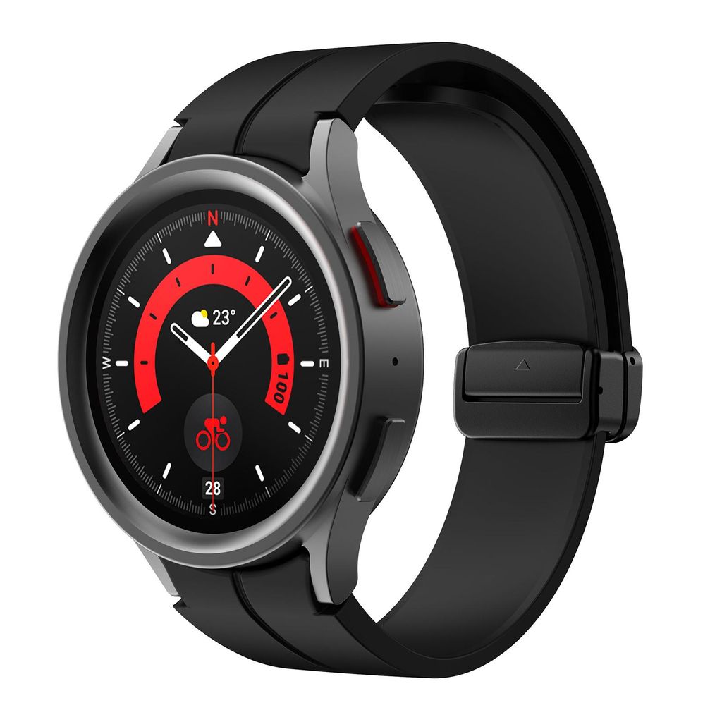 Samsung Galaxy Watch 7/6/5 -kellonranneke silikonimagneettisoljella – musta
