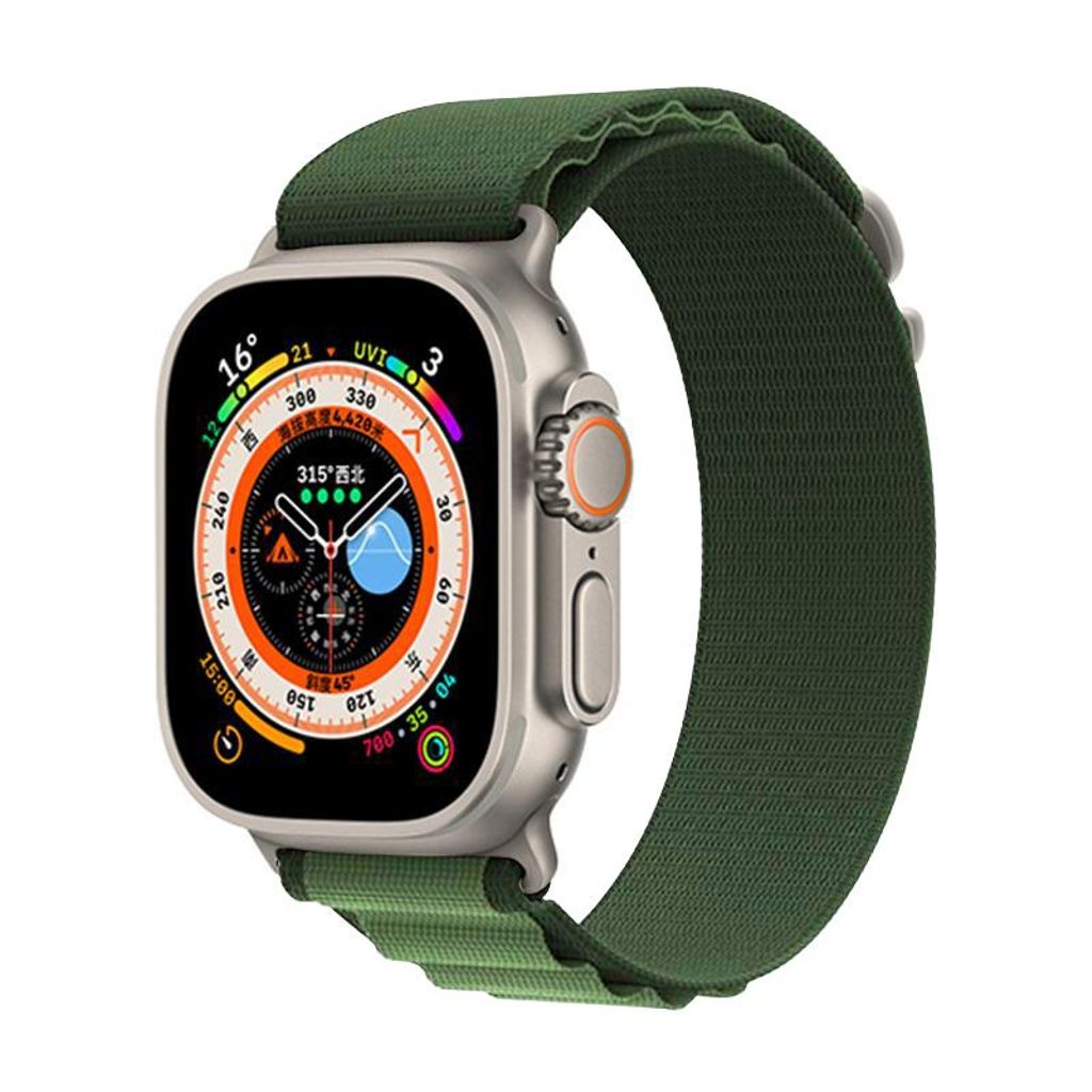 xDfind Apple Watch 49mm/46mm/45mm/44mm/42mm kellonranneke nailonia - vihreä