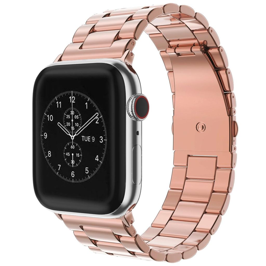 Apple Watch 49/46/45/44/42mm ruostumattomasta teräksestä valmistettu kellonranneke - ruusukulta