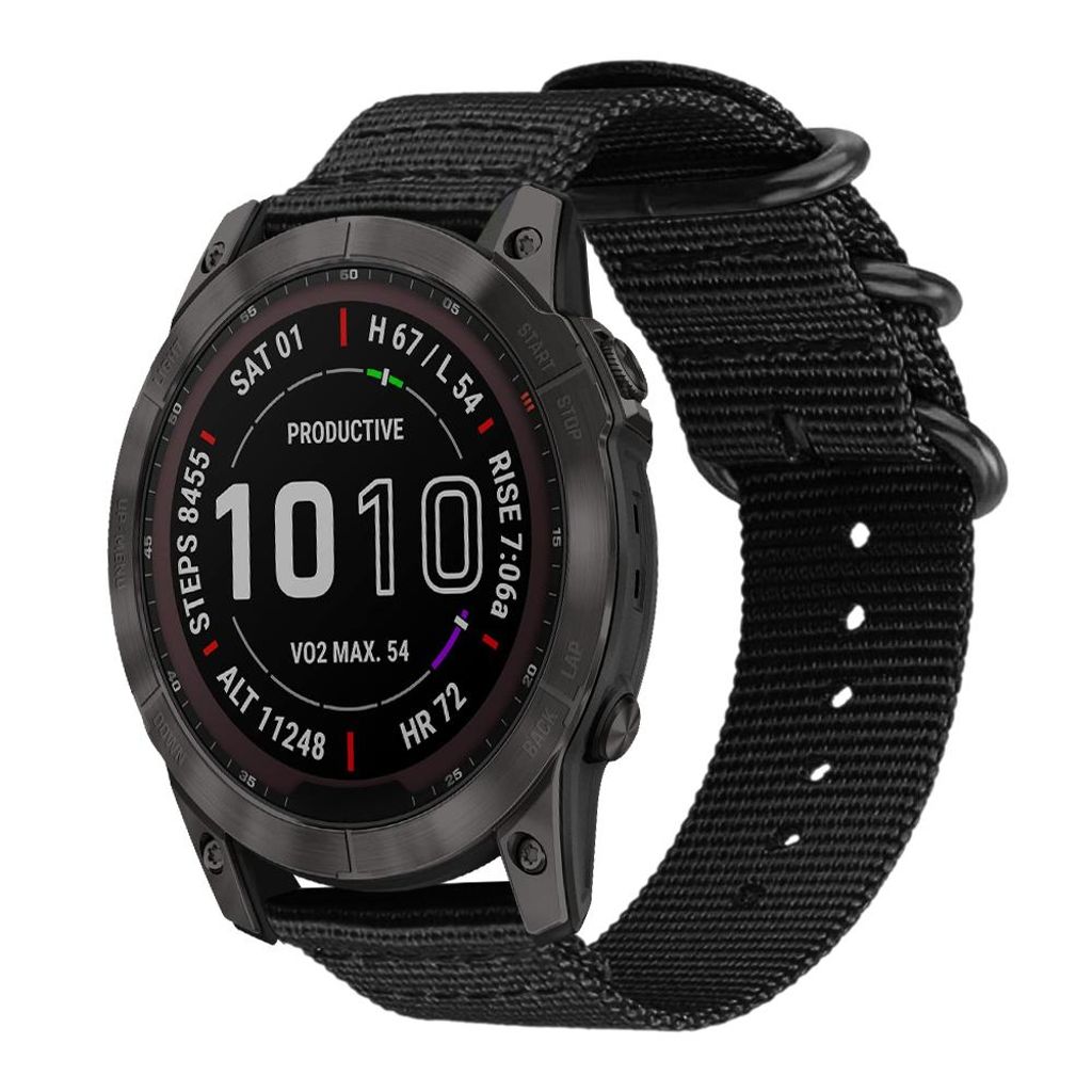 Garmin Fenix 8/7X/6X/5X Klokkereim Nylon/Lerret – Svart