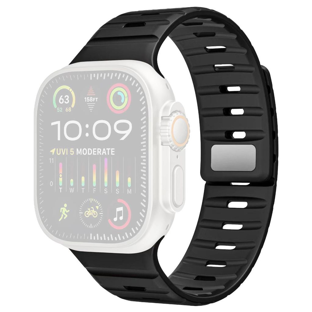 Apple Watch 42/44/45/46/49 mm kellonranneke silikonimagneetilla – musta