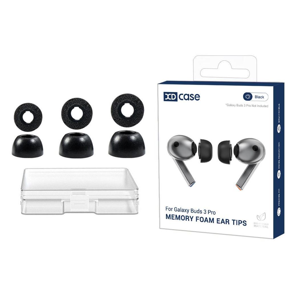 XDcase Samsung Galaxy Buds3 Pro Memory Foam-ørepropper, 3 par – svart