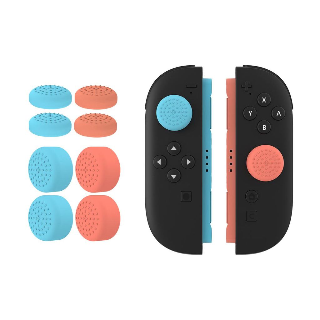 XDcase Nintendo Switch 2 JoyCon tommelstikk-hetter i silikon, 4-pakning – oransje/blå