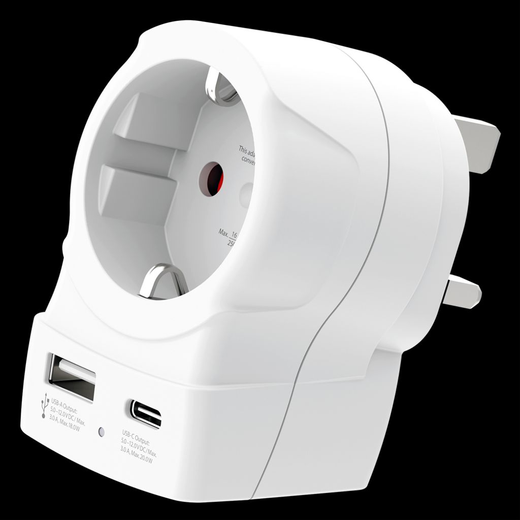 SKROSS Reiseadapter Europa til Storbritannia med USB-A/USB-C 20W PD
