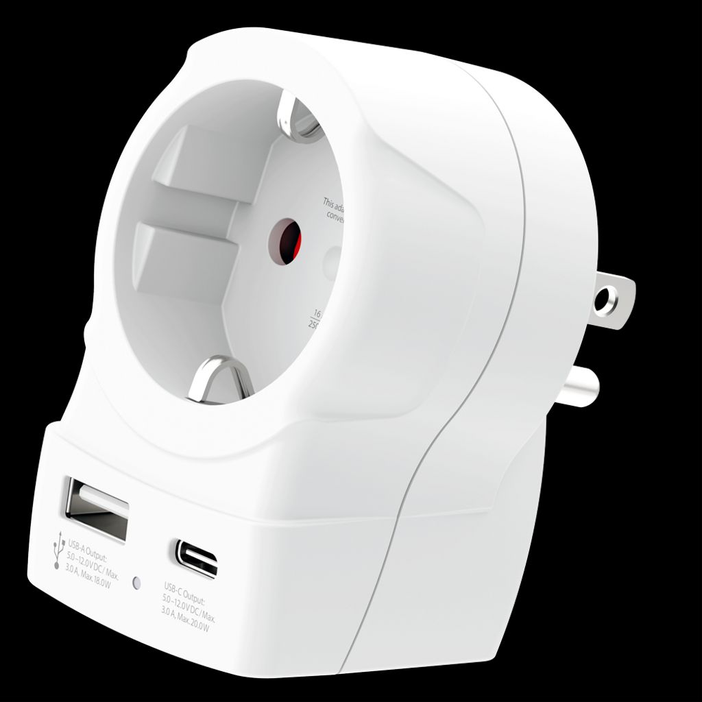 SKROSS Reiseadapter Europa til USA med USB-A/USB-C 20W PD