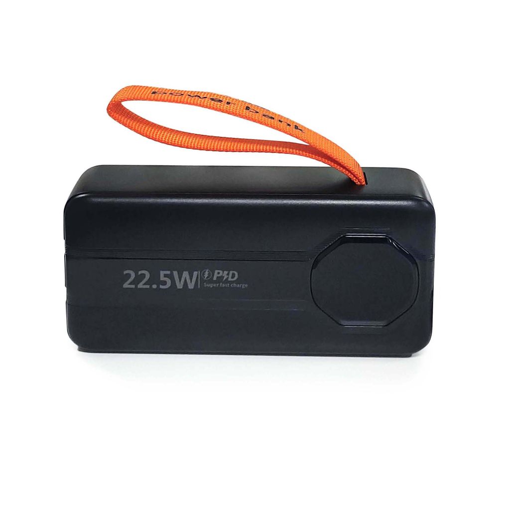 SiGN Kraftig Powerbank med Indbyggede Kabler, 30000mAh - Sort