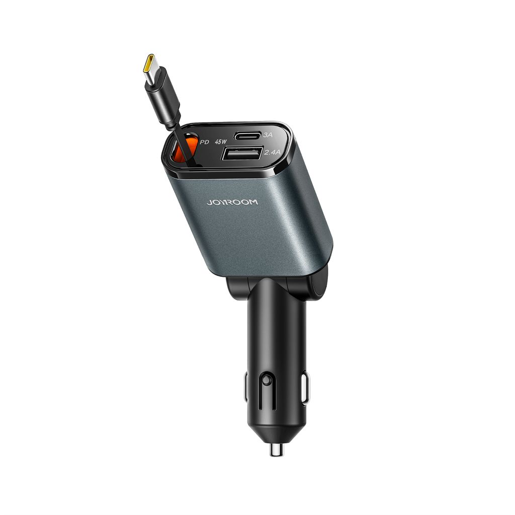 Joyroom JR-CL22A Ładowarka samochodowa 3 w 1 60 W z chowanym kablem USB-C