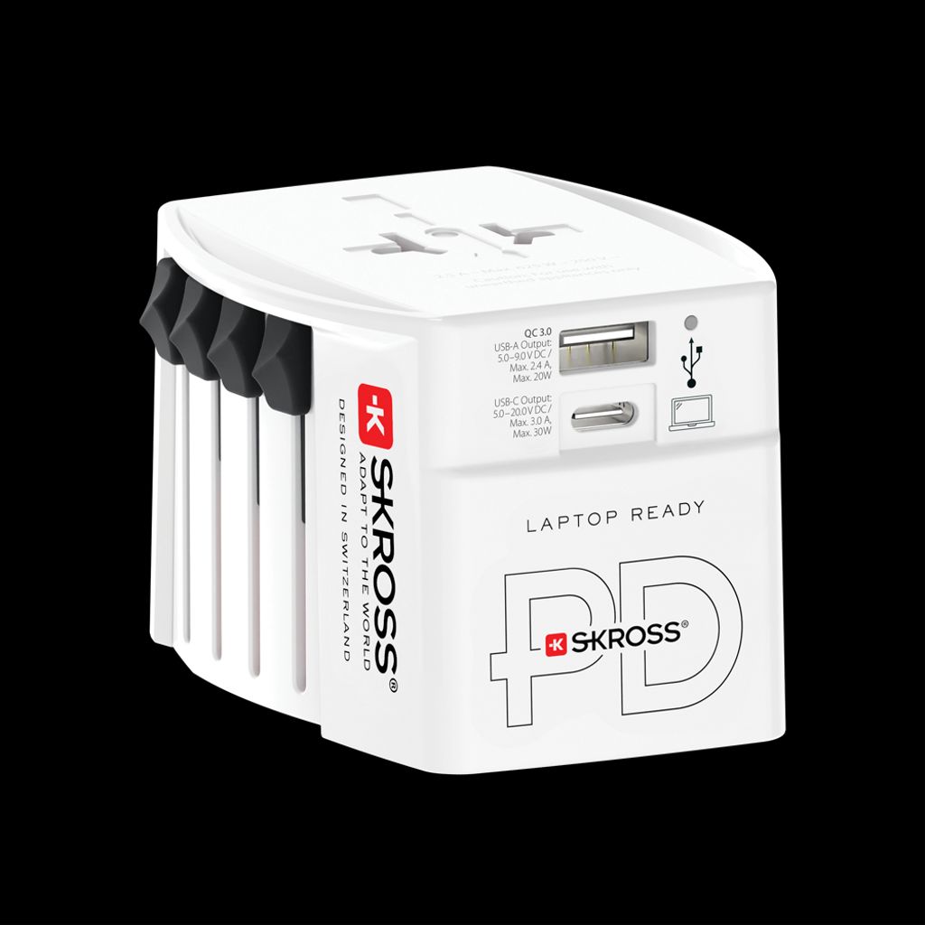 SKROSS universal reiseadapter med USB-A/USB-C 30W PD