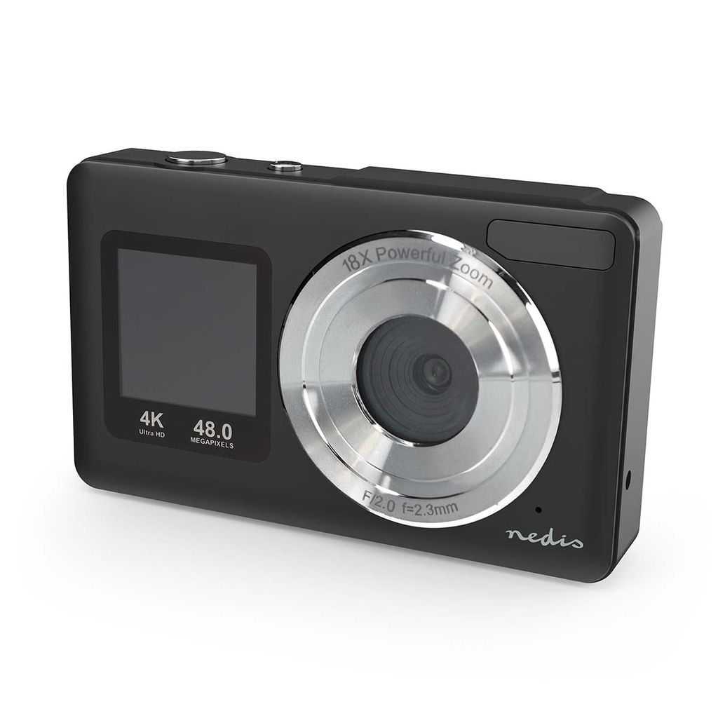 Nedis digitalt fotokamera med dobbelt skærm 48 MPixel/4K@30fps/5 MPixel CMOS - sort