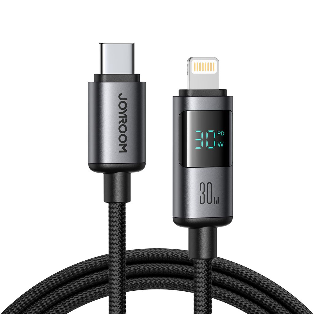 Joyroom Kabel USB-C do szybkiego ładowania Lightning z wyświetlaczem 30 W, 1,2 m