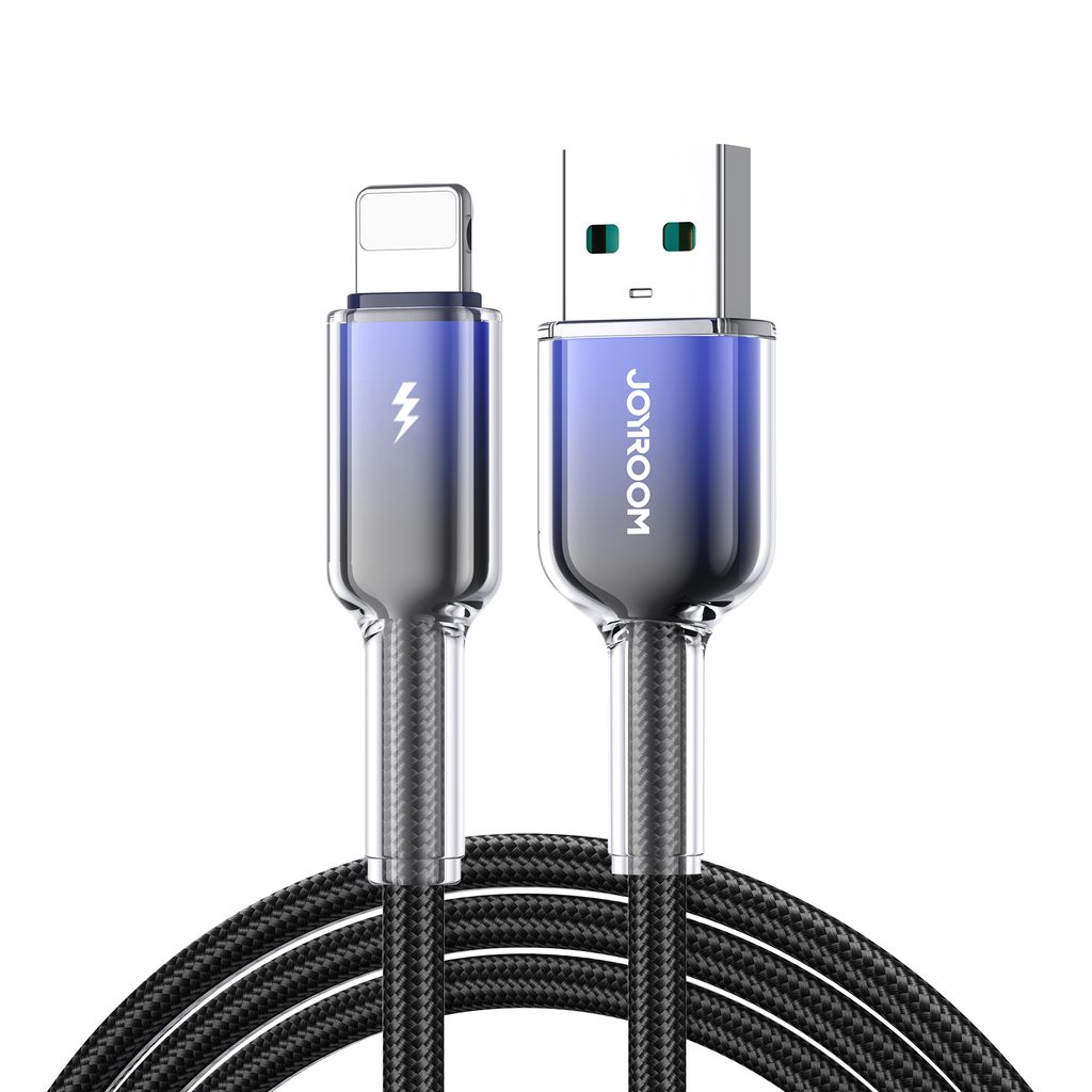 Kabel Joyroom USB-A do Lightning do szybkiego ładowania 3A, 1,2 m - czarno-fioletowy