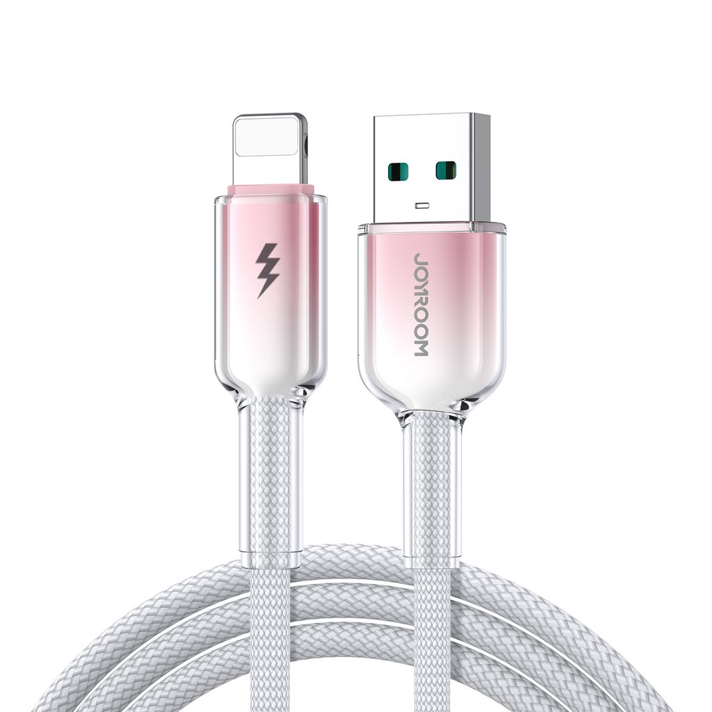 Kabel USB-A do Lightning Joyroom Szybkie ładowanie 3A, 1,2 m - biały/różowy