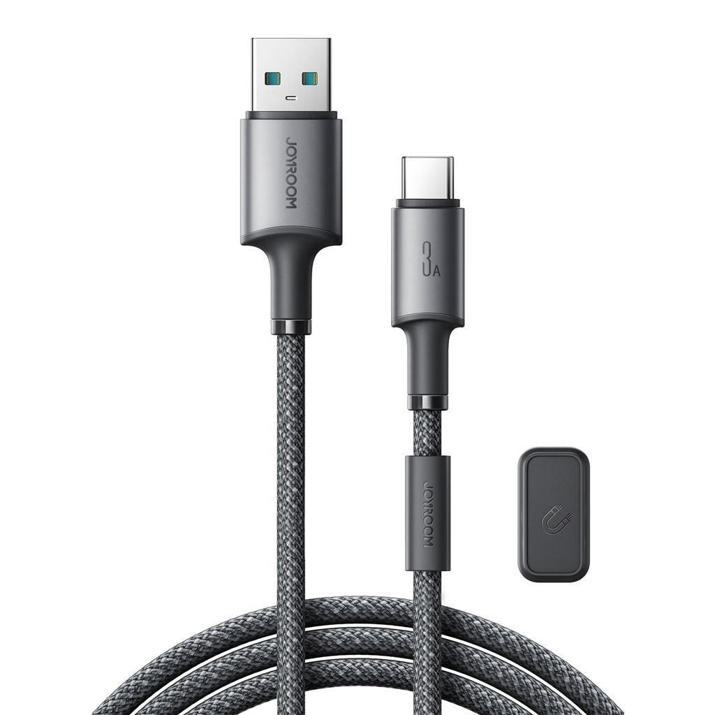 Joyroom USB A do USB C 480Mbps Kabel z magnetycznym uchwytem 3A, 1,2 m - Szary