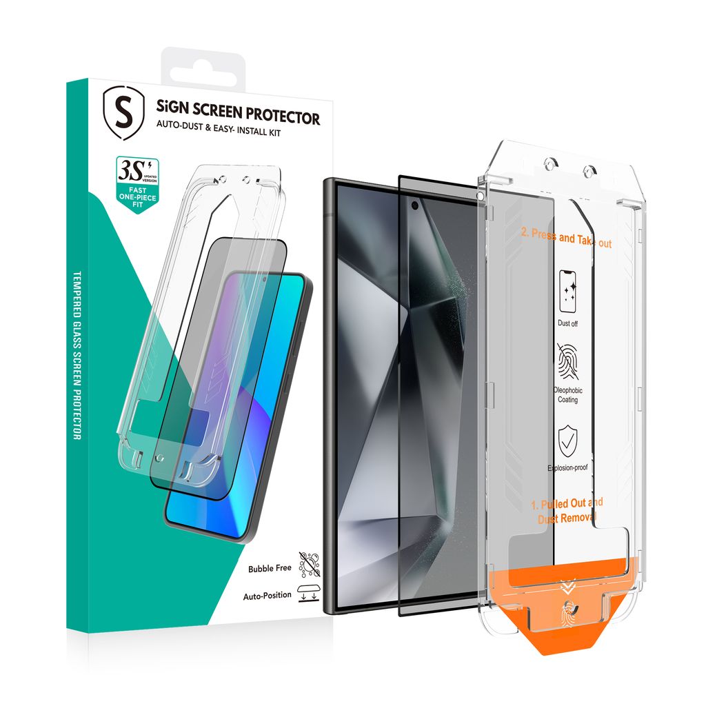 SiGN Skjermbeskytter Samsung Galaxy S24 Ultra – EZ Apply med støvfri applikator