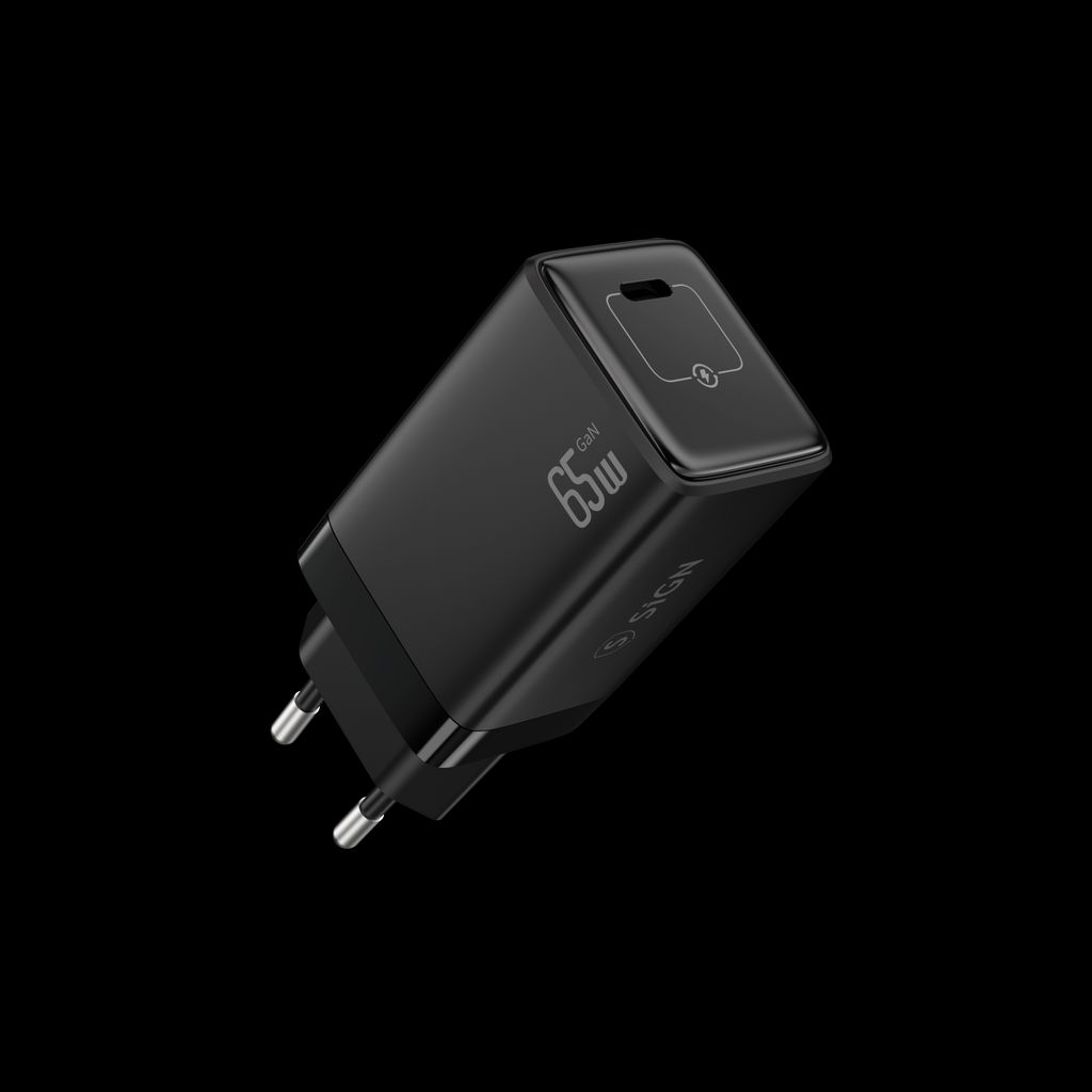 SiGN 65W lader, USB-C PD, hurtiglading, MacBook Air, iPhone etc. - Svart