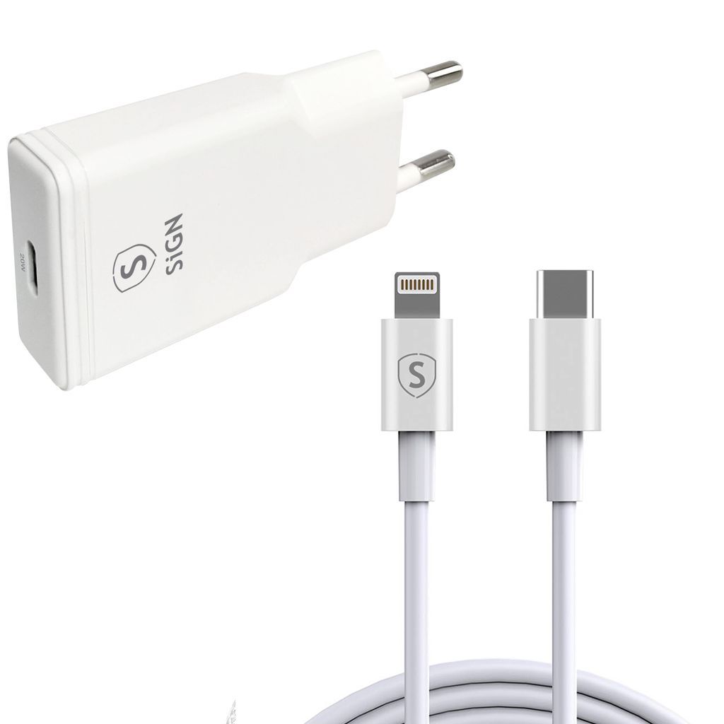 SiGN Extreme Schnellladegerät für iPhone, USB-C auf Lightning, 2 m – Weiß
