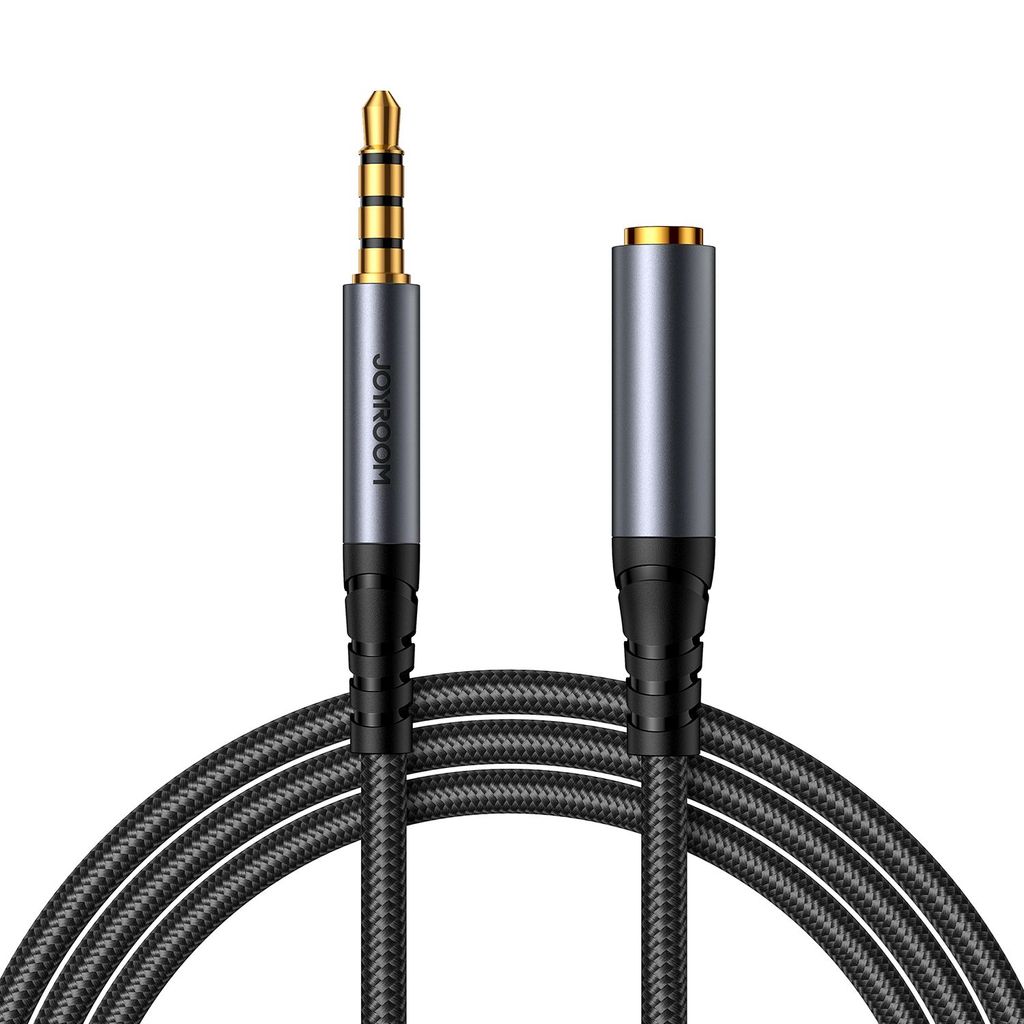 Joyroom kabel przedłużający audio AUX 3,5 mm wtyk do 3,5 mm gniazdo, 1,2 m - czarny