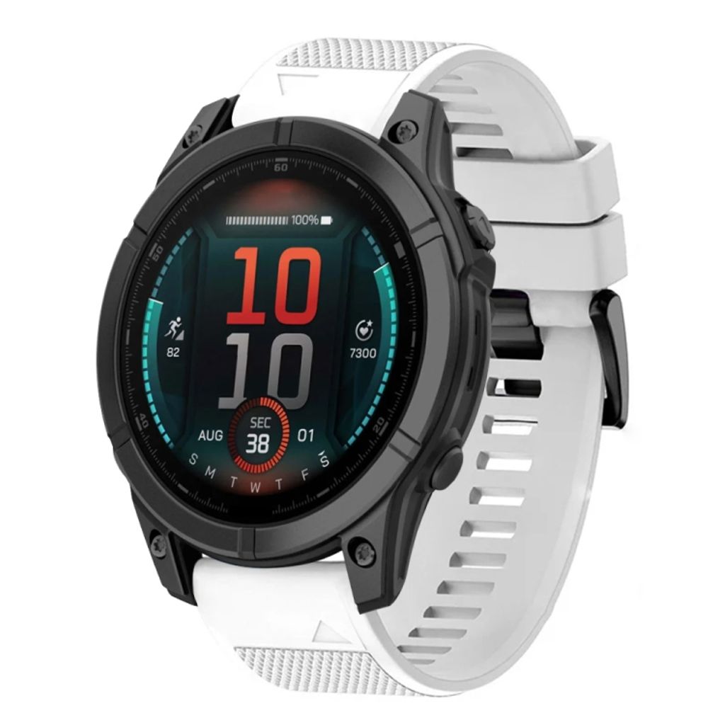 Garmin Fenix E 47mm Klokkereim i silikon med hurtigutløser - Hvit