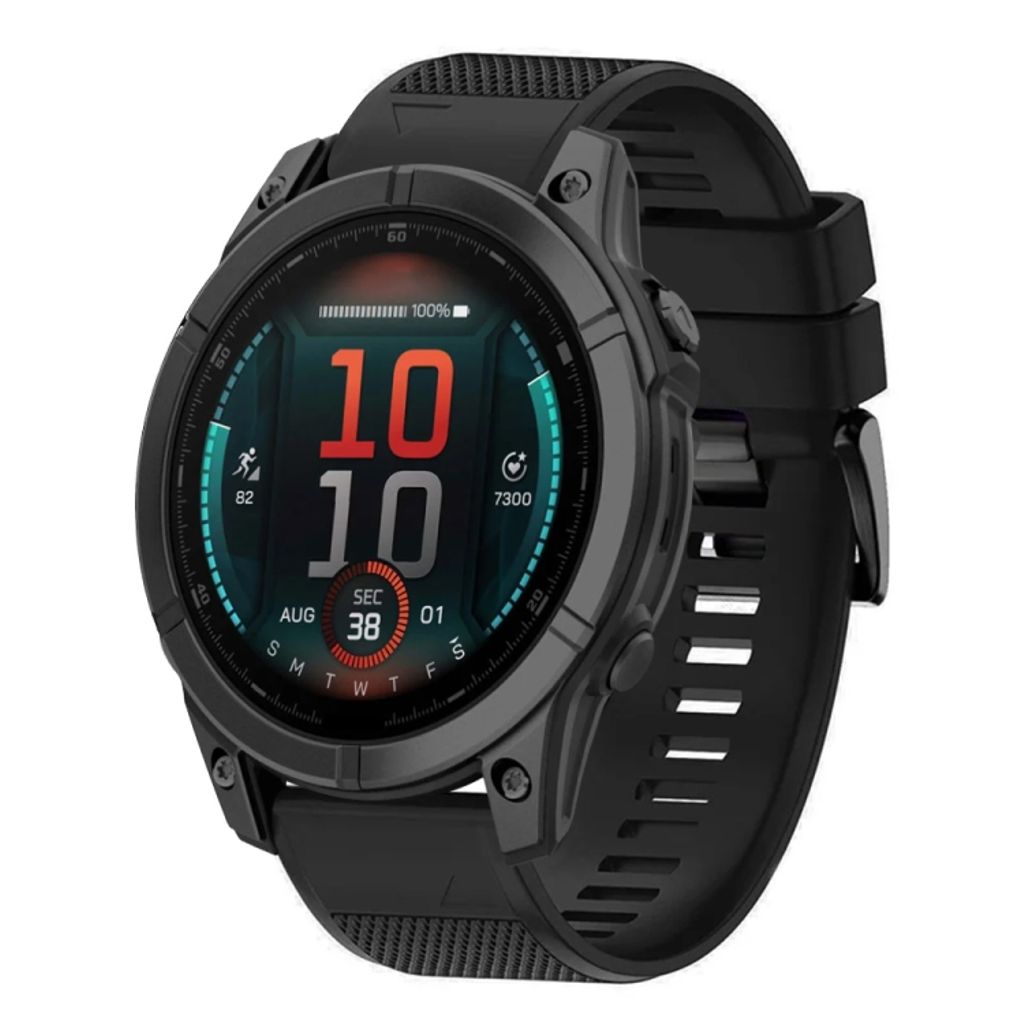 Garmin Fenix E 47mm Klokkereim i silikon med hurtigutløser - Svart