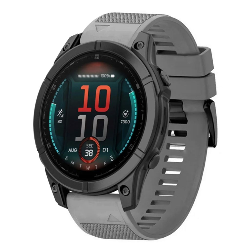 Garmin Fenix E 47mm Klokkereim i silikon med hurtigutløser - Grå