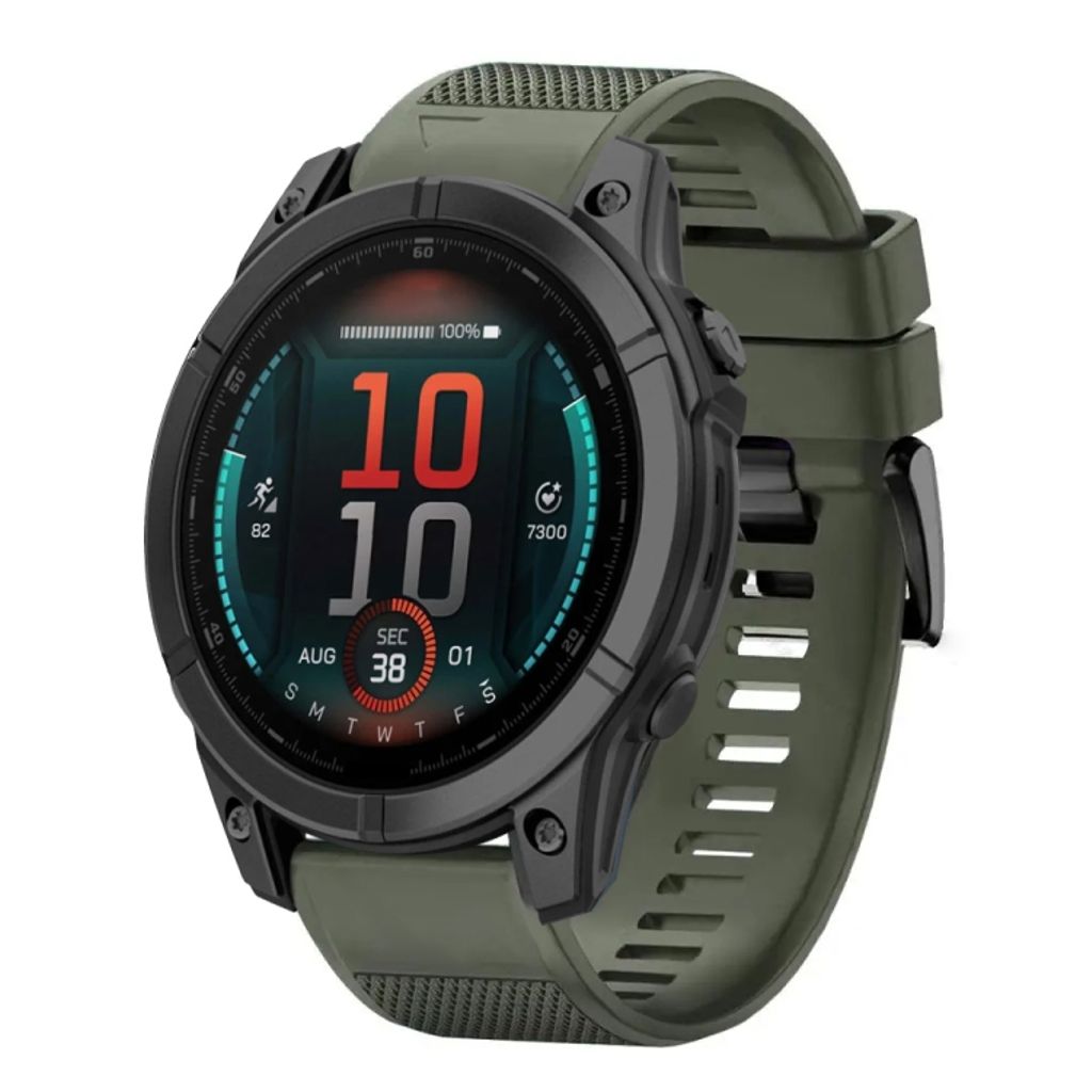 Garmin Fenix E 47mm Klokkereim i silikon med hurtigutløser - Grønn