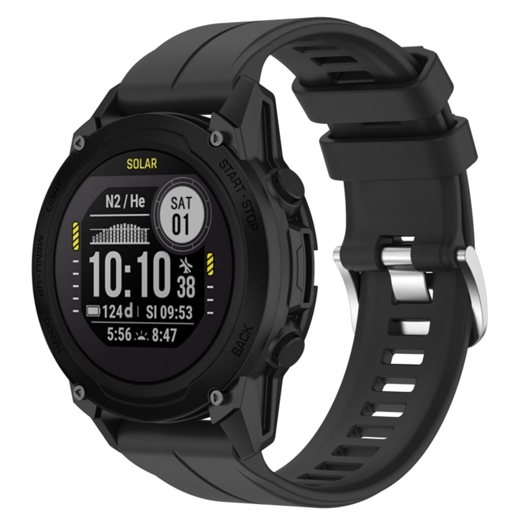 Garmin Descent G1 Solar Urrem i silikone ensfarvet - Sort