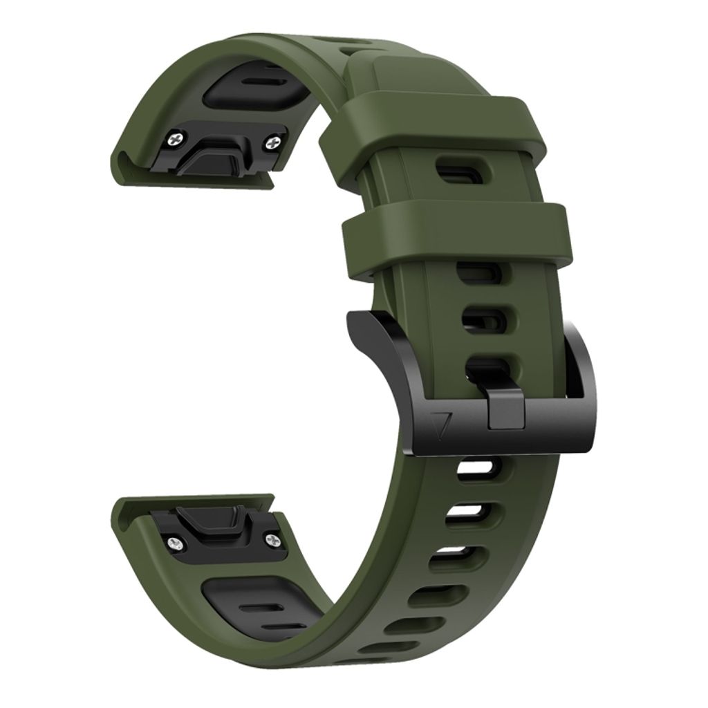 Garmin Fenix E 47mm Klokkereim i silikon tofarget - Svart / Grønn