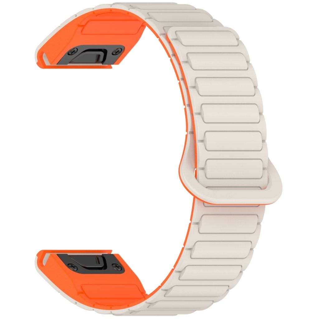 Garmin Fenix 8 43mm Klokkereim i silikon tofarget - Hvit / Oransje