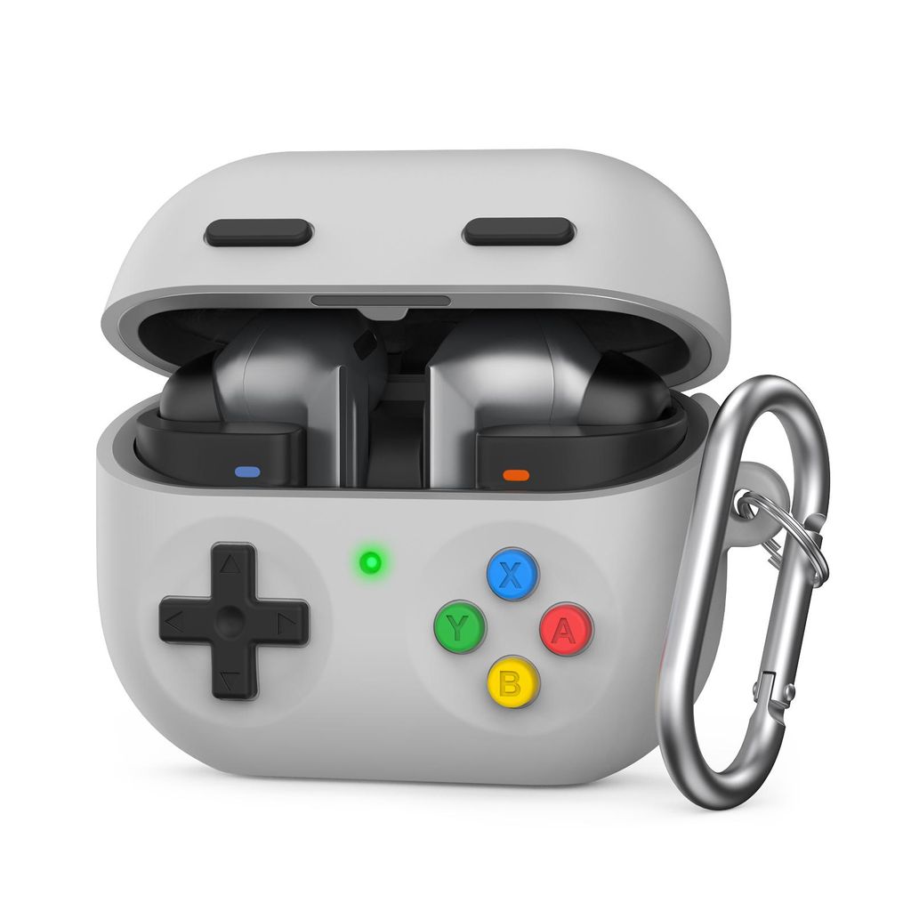 AhaStyle Fodral i silikon Spelkontroll för Samsung Galaxy Buds 3 / 3 Pro – Ljusgrå