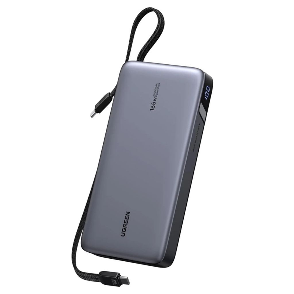 UGREEN PB726 Powerbank 25000mAh 165W QC + PD med USB-C kablar - Grå