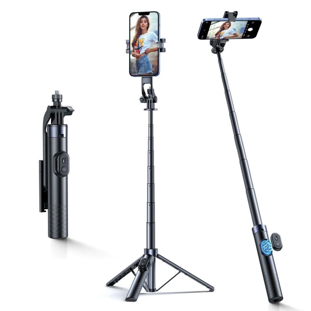 Wozinsky WC1Y30S selfiepinne med tripod och mobilhållare, 130cm – svart | Reservdelar - Universala - Selfiesticks | Batteritema