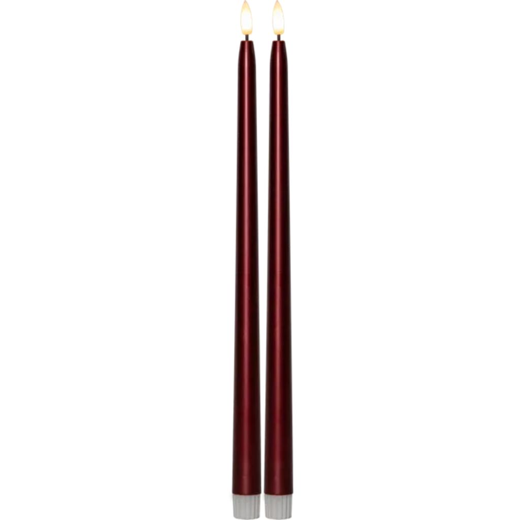 Star Trading LED-Antikkerze, 2er-Pack, Flamme Metal, 39 cm – Rot