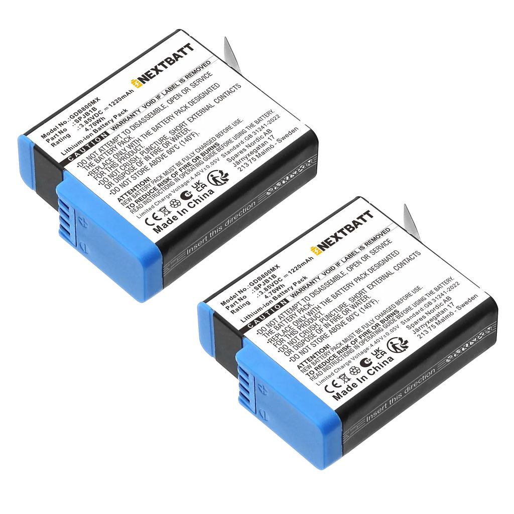 Batterij voor GoPro Hero 5/6/7/8 Black - 2-pack