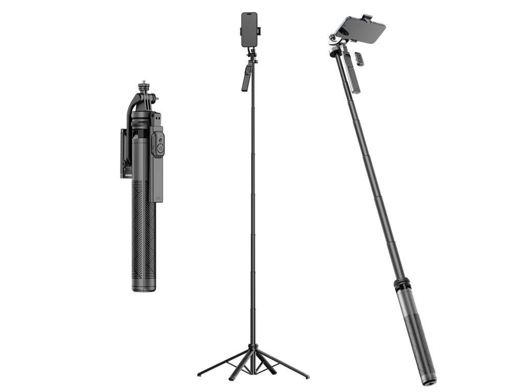 SiGN selfiestick/teleskopstativ med telefonhållare, 1.8m – svart