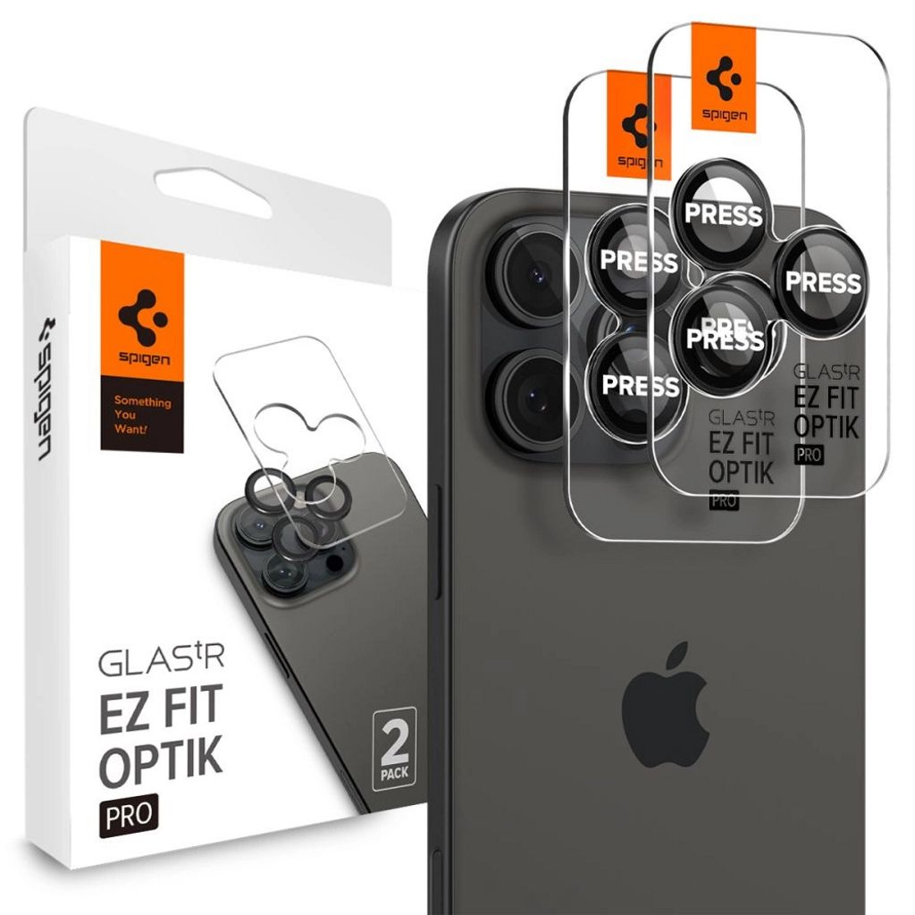 Spigen iPhone 17 Pro/Pro Max Glas.tR EZ Fit Optik Pro Linsskydd, 2-pack - Svart