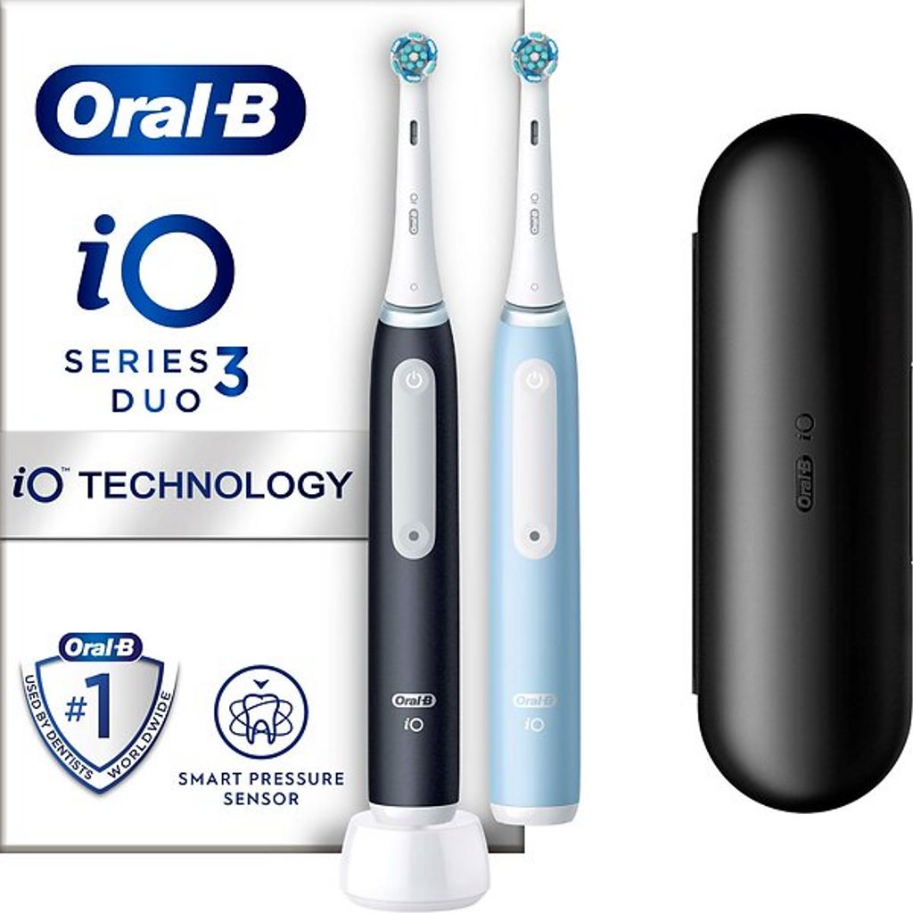 Oral-B iO Series 3 Duo elektrisk tandbørste, 2-pak - Sort/Blå