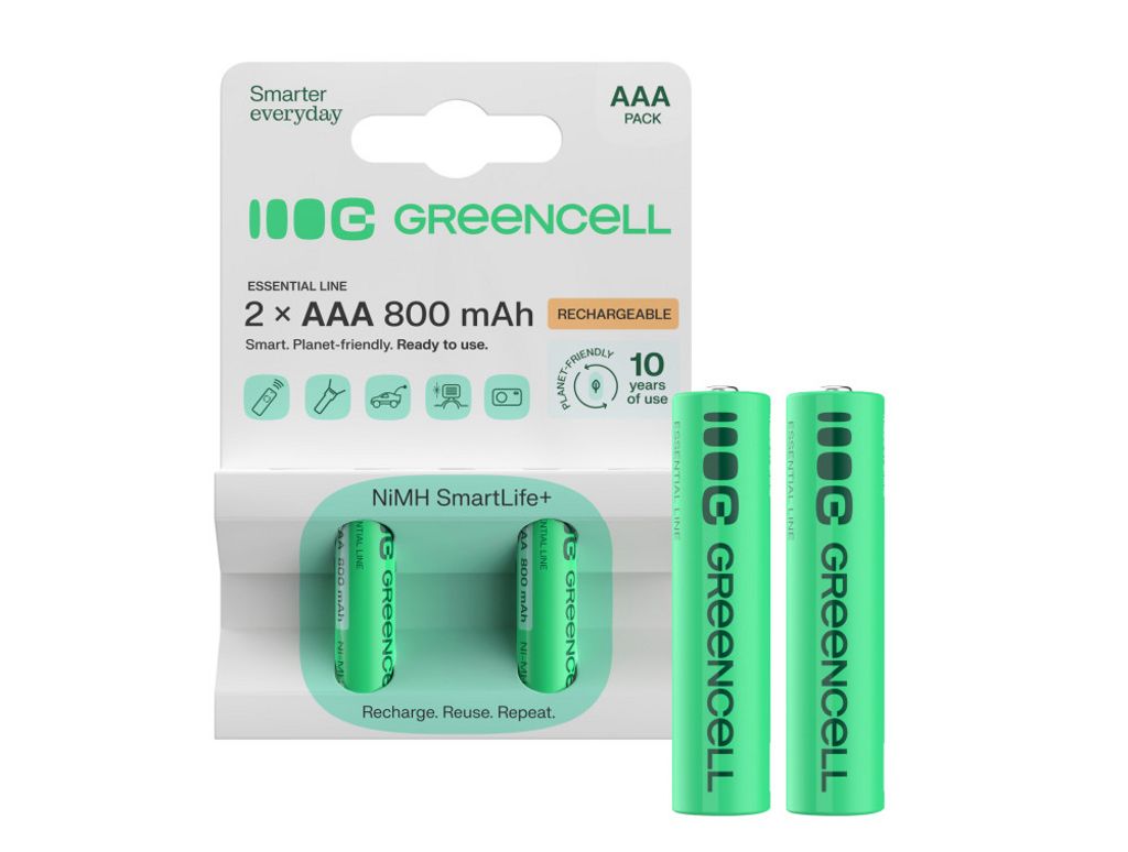 Green Cell Laddningsbara AAA Batterier 800mAh, 1.2V, 2-pack