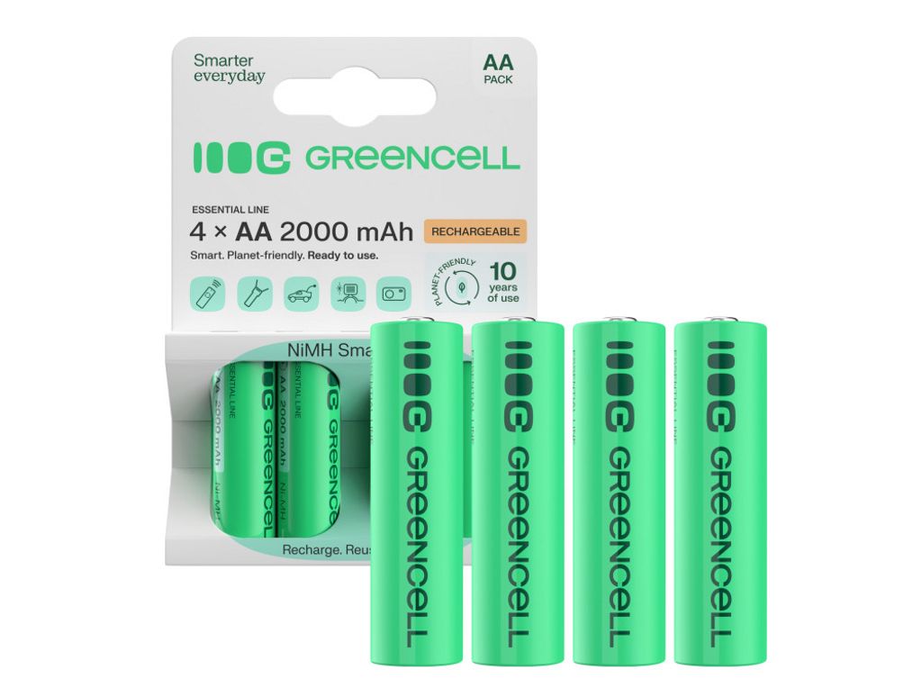 Green Cell Rechargeable AA-Akku 2000mAh, 1.2V, 4 kpl