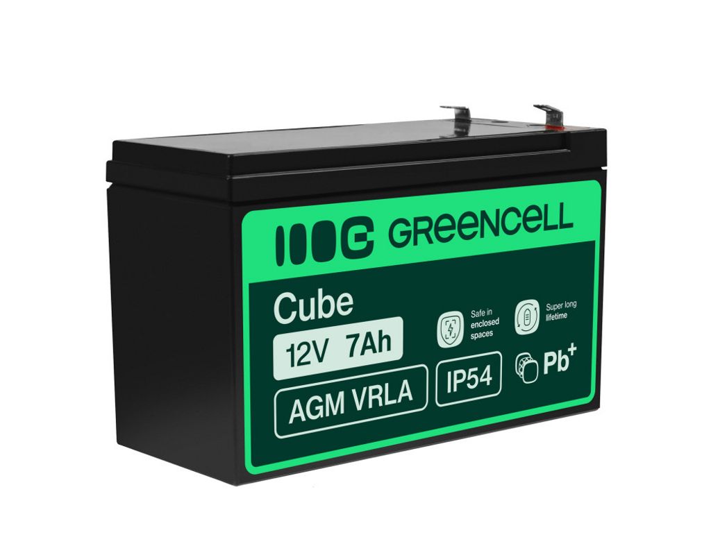 Green Cell AGM VRLA 12V 7Ah underhållsfritt batteri för UPS-enheter