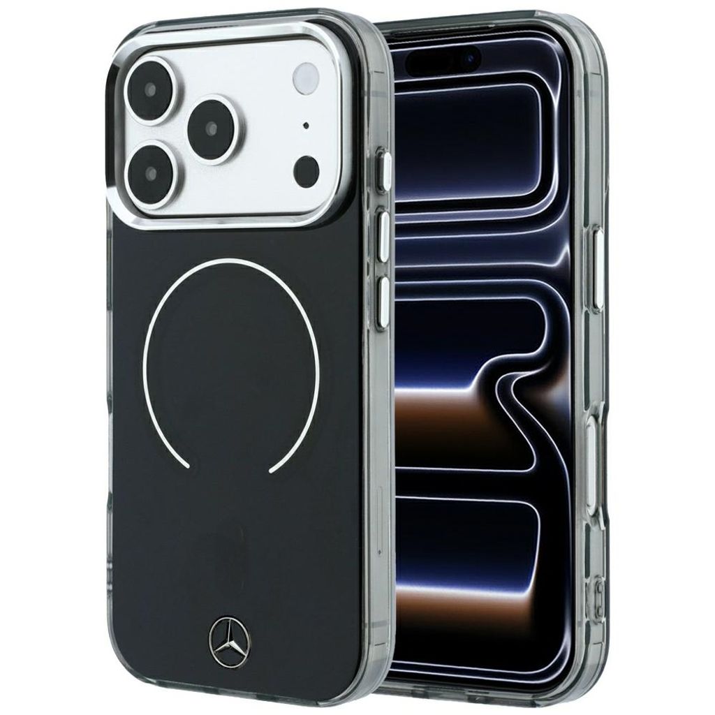 Mercedes Double Layer Iconic Logo MagSafe -kuori till iPhone 18 Pro Max/17 Pro Max - Musta