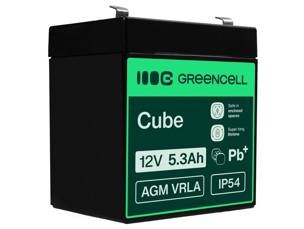 Green Cell 12V 5,3Ah VRLA-batteri för larm, kassaregister och leksaker