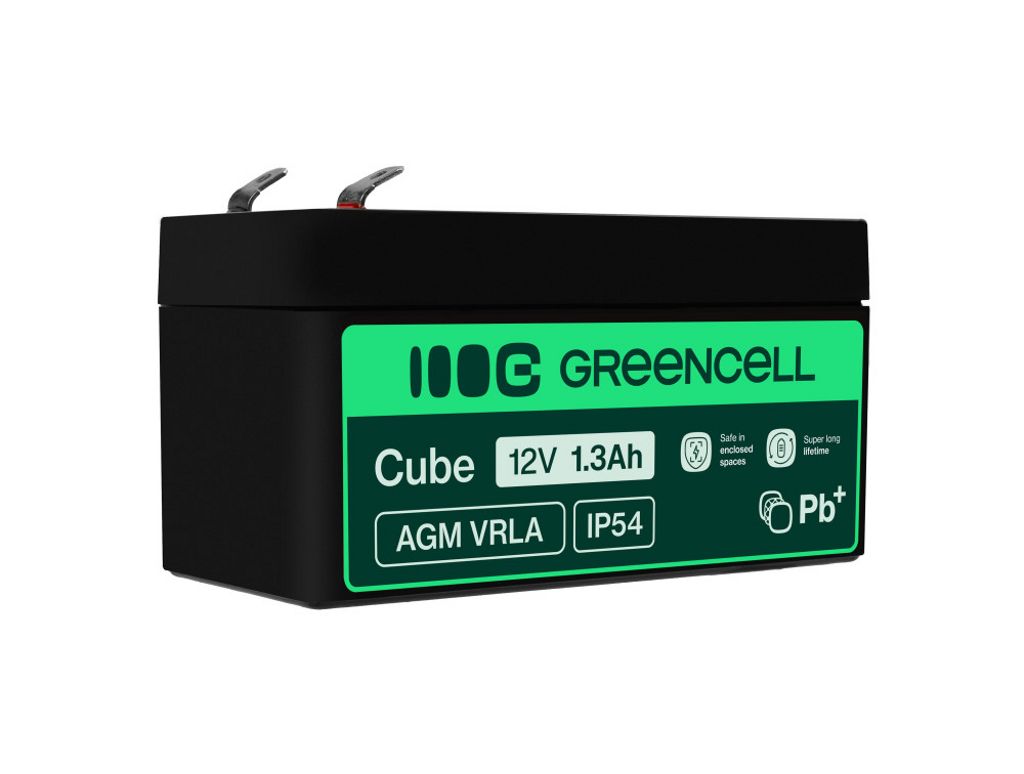Green Cell AGM VRLA 12V 1,3Ah bezobsługowa bateria do alarmów i zabawek