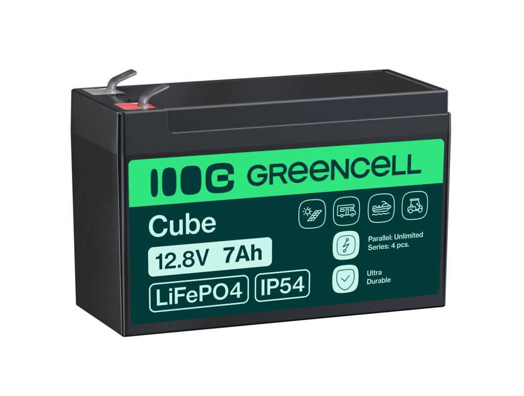 Green Cell CUBE 7Ah 12.8V LiFePO4 Batteri för UPS & Övervakning