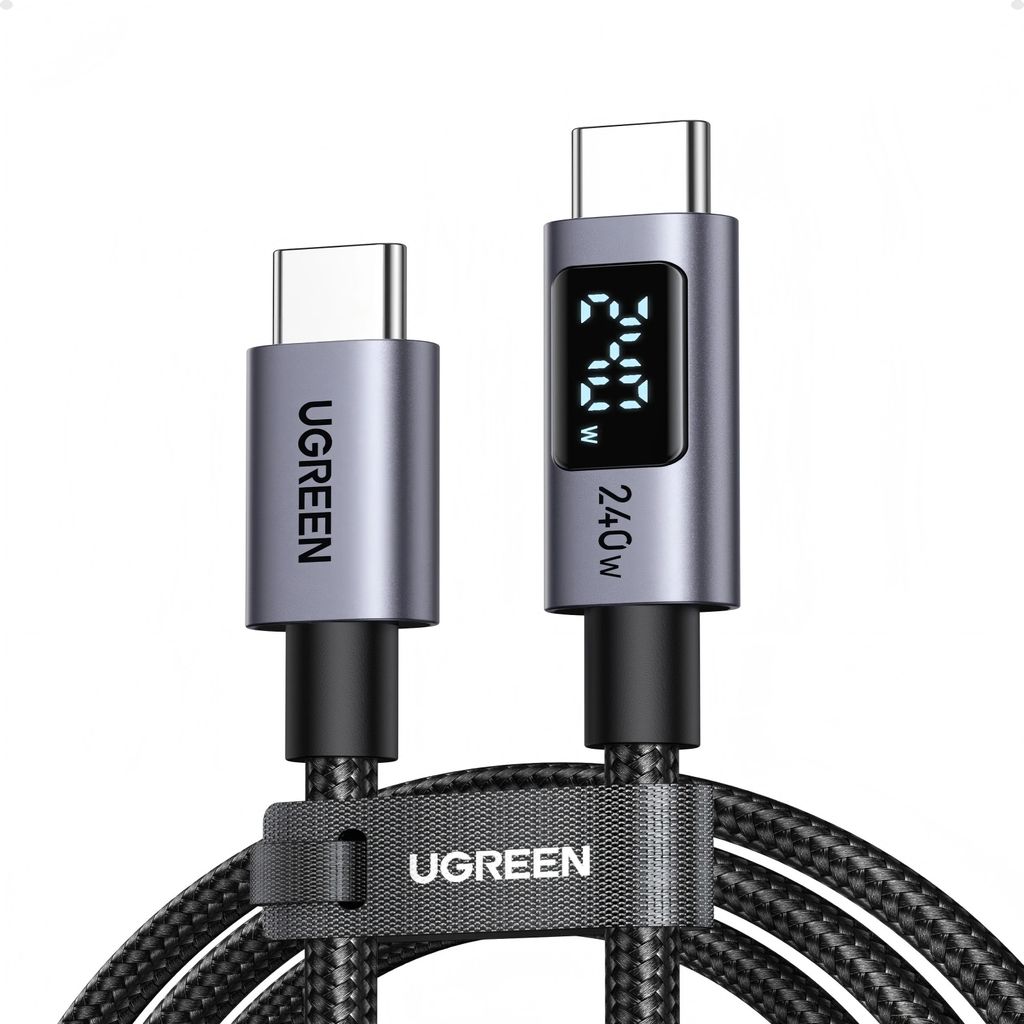 UGREEN USB-C - USB-C PD -pikalatauskaapeli 240W, 3m – Harmaa